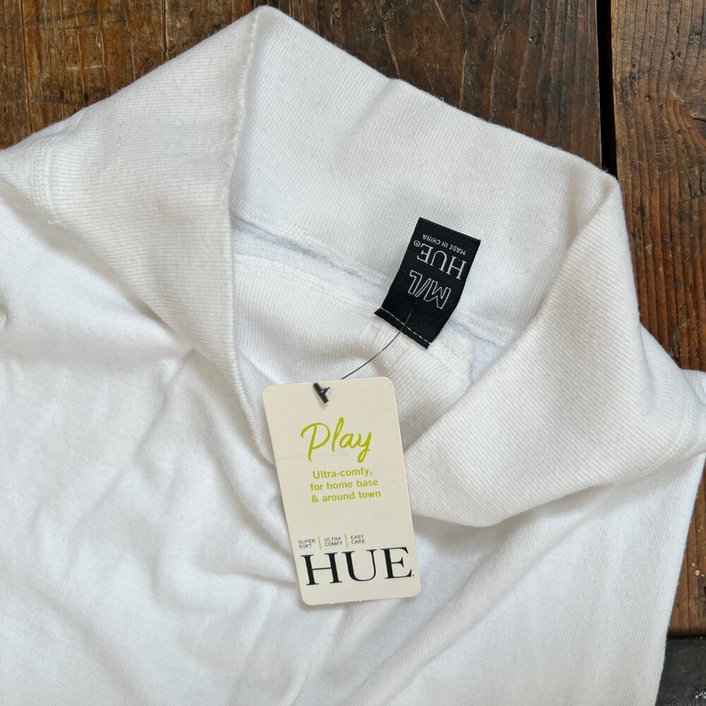 HUE French Terry High Rise Capri Size M/L White NWT